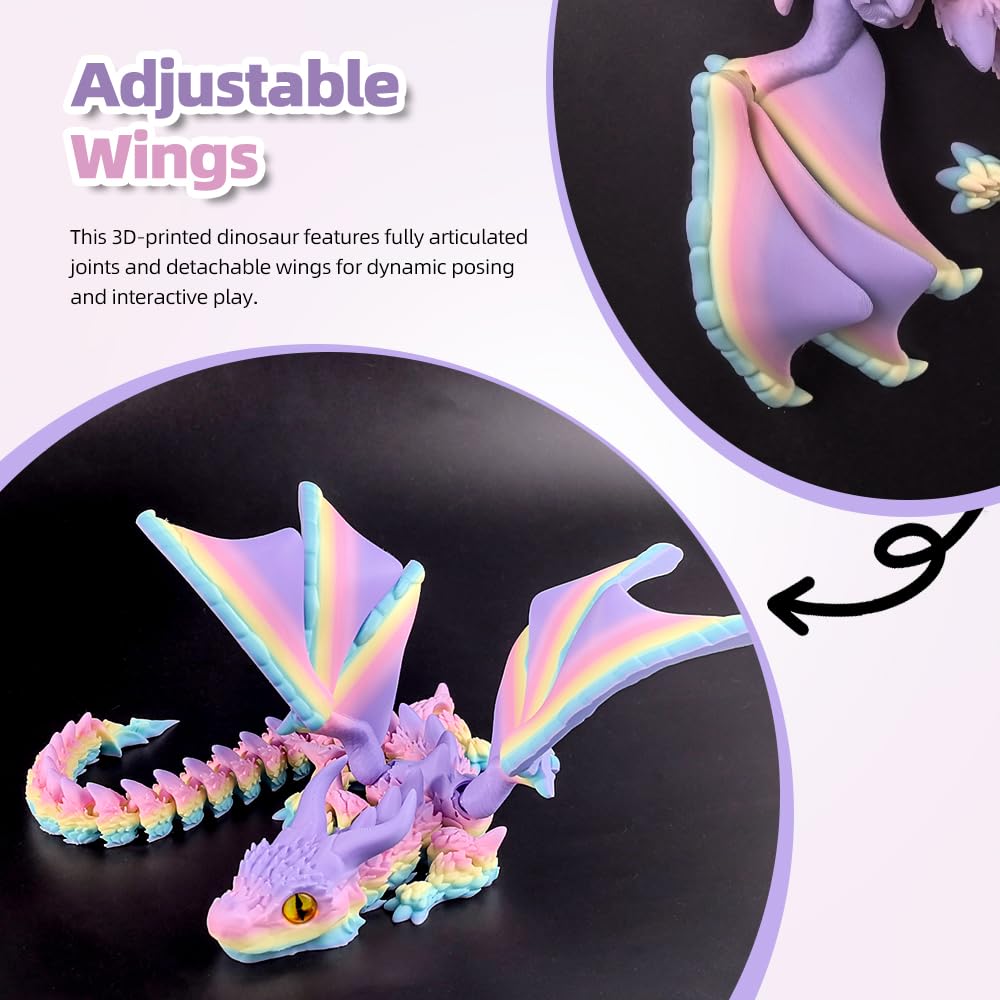 WUQIREN 3D-Printed Dragon with Wings – Articulated Fidget Desk Decor