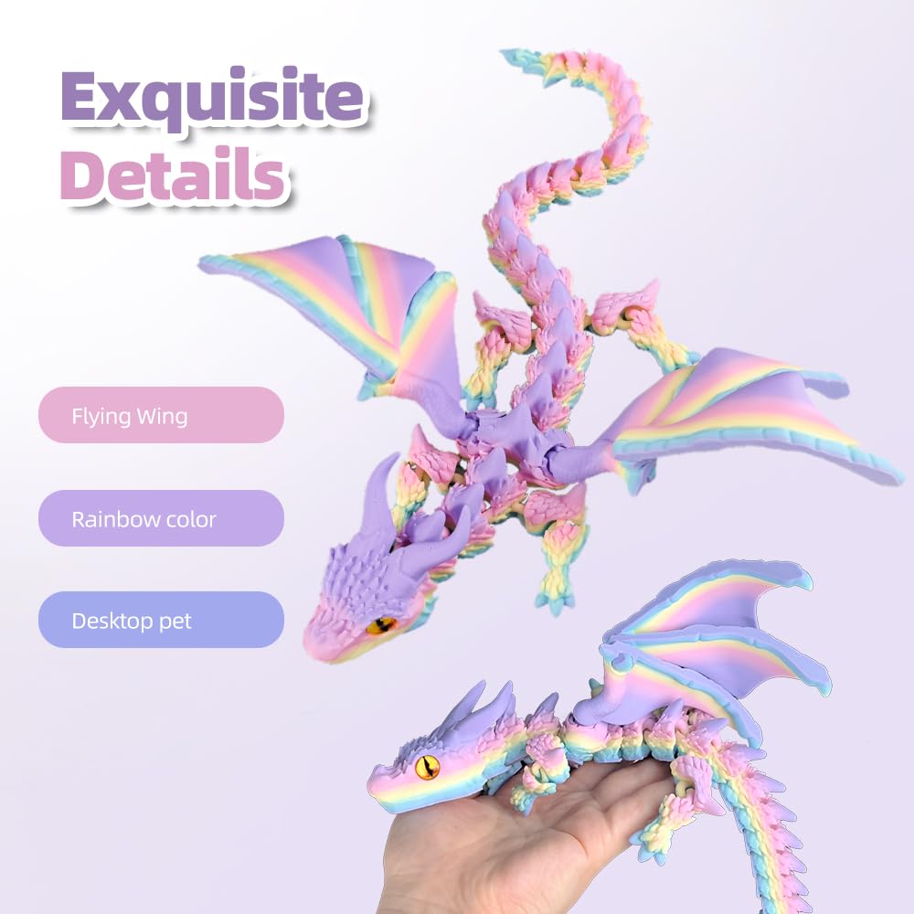 WUQIREN 3D-Printed Dragon with Wings – Articulated Fidget Desk Decor