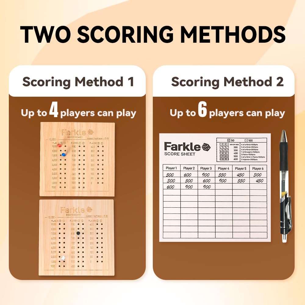 WUQIREN Farkle Dice Tray & Storage Case (Brown) – Pearl Dice, Scoreboards, Sticks & Pen