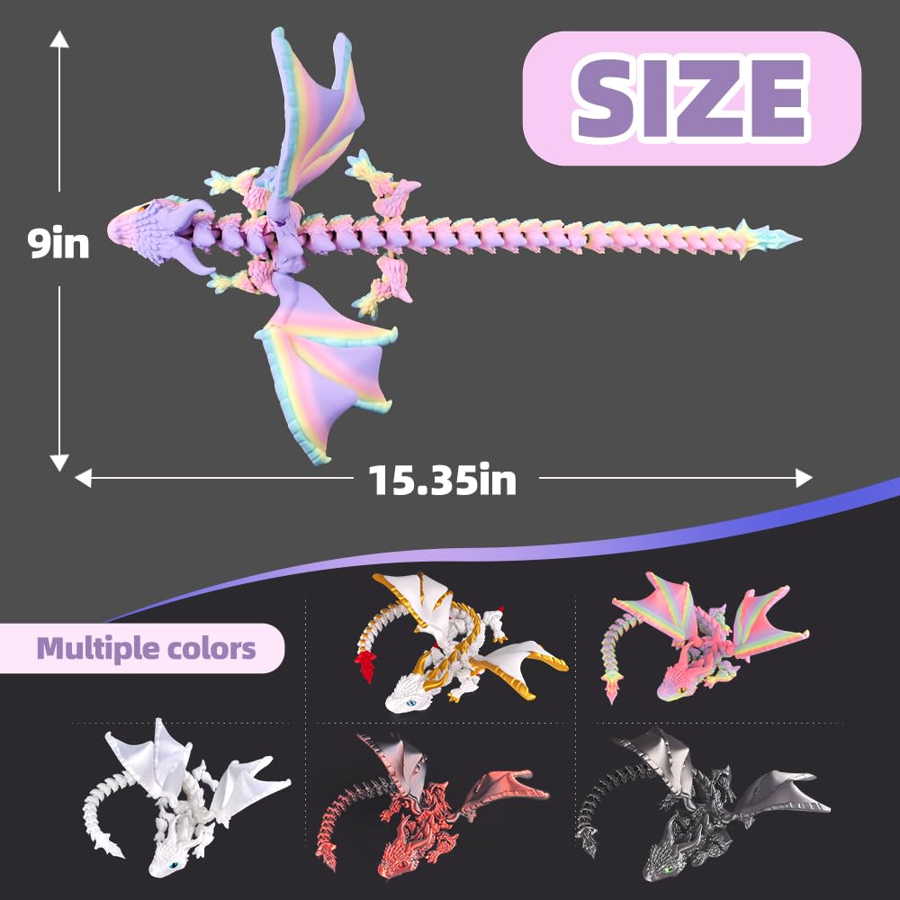 WUQIREN 3D-Printed Dragon with Wings – Articulated Fidget Desk Decor