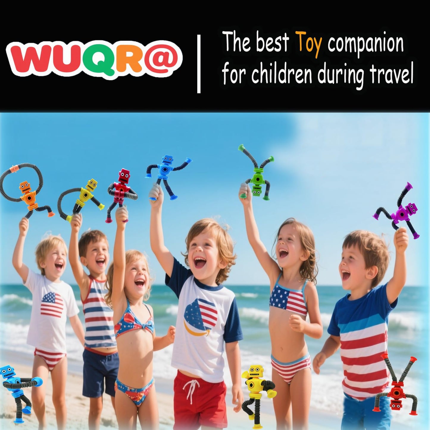 WUQR 36PCS Robot Suction Cup Toys - Pop Tubes for Sensory Play (Ages 3+)