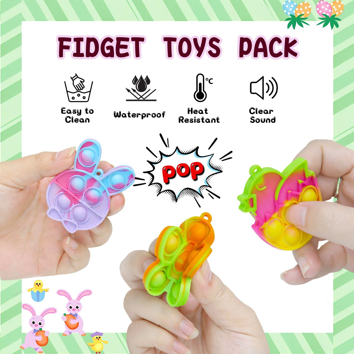Wuridiwa 84Pcs Easter Fidget Toys & Non-Candy Basket Fillers