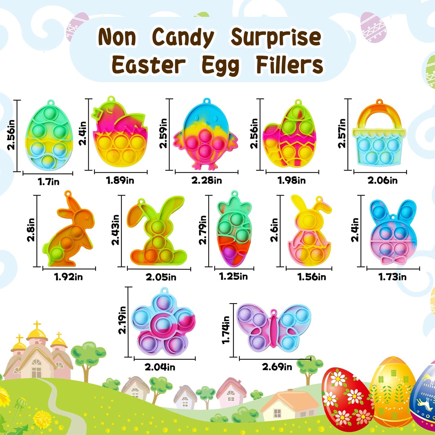 Wuridiwa 84Pcs Easter Fidget Toys & Non-Candy Basket Fillers