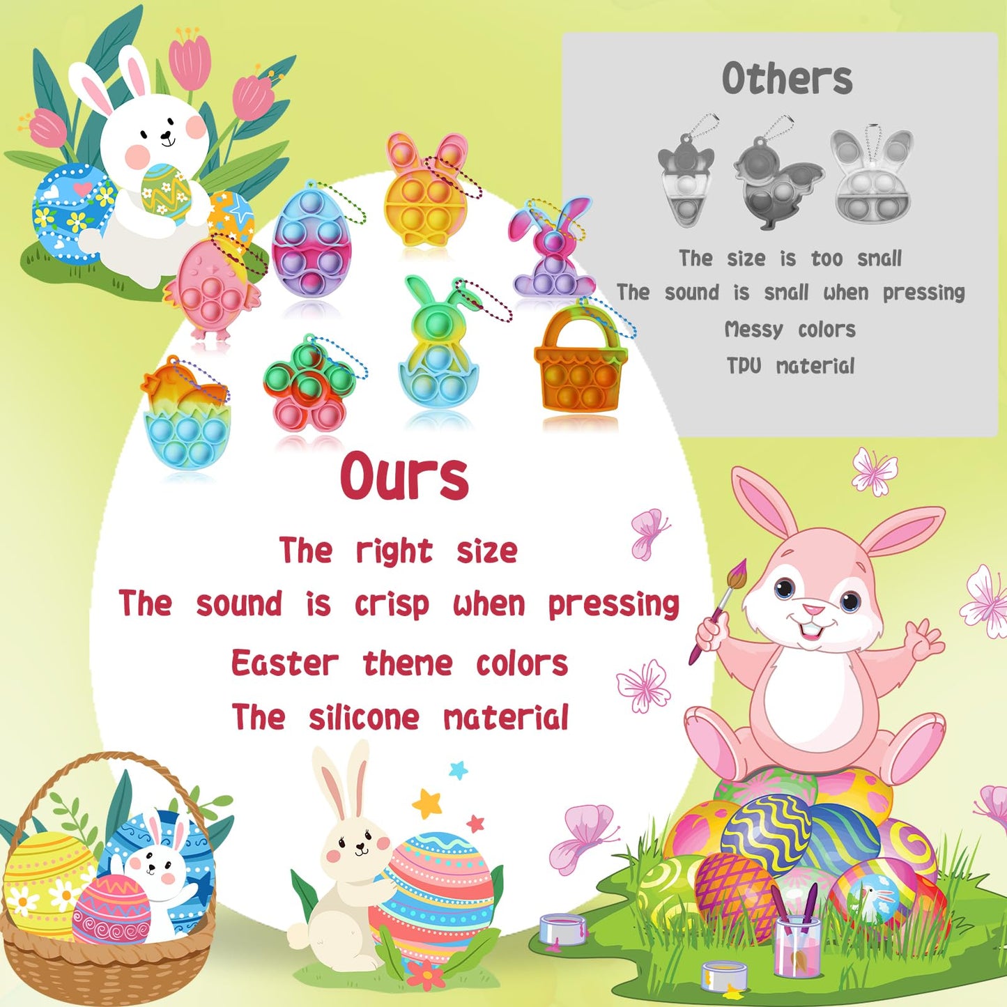 Wuridiwa 84Pcs Easter Fidget Toys & Non-Candy Basket Fillers