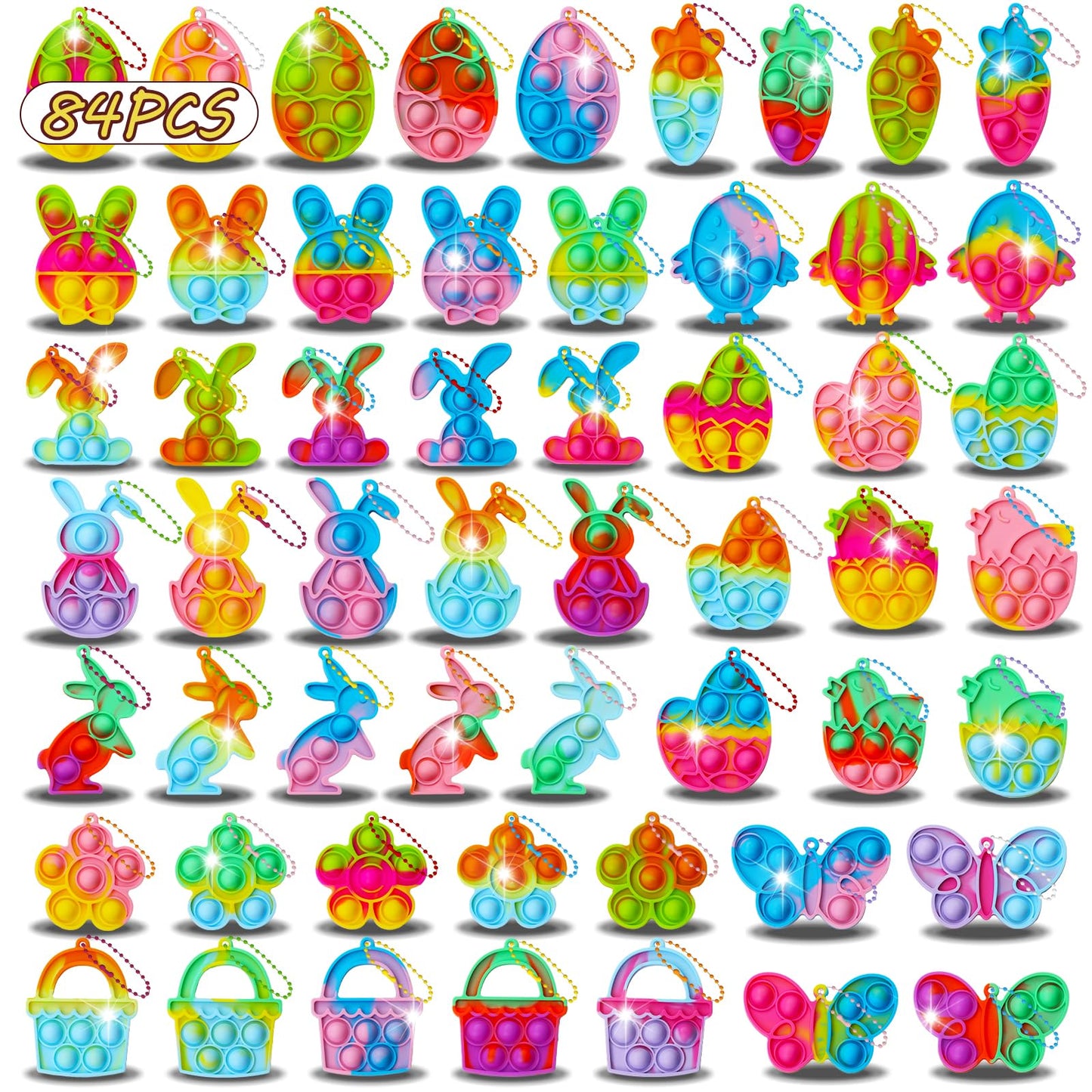 Wuridiwa 84Pcs Easter Fidget Toys & Non-Candy Basket Fillers