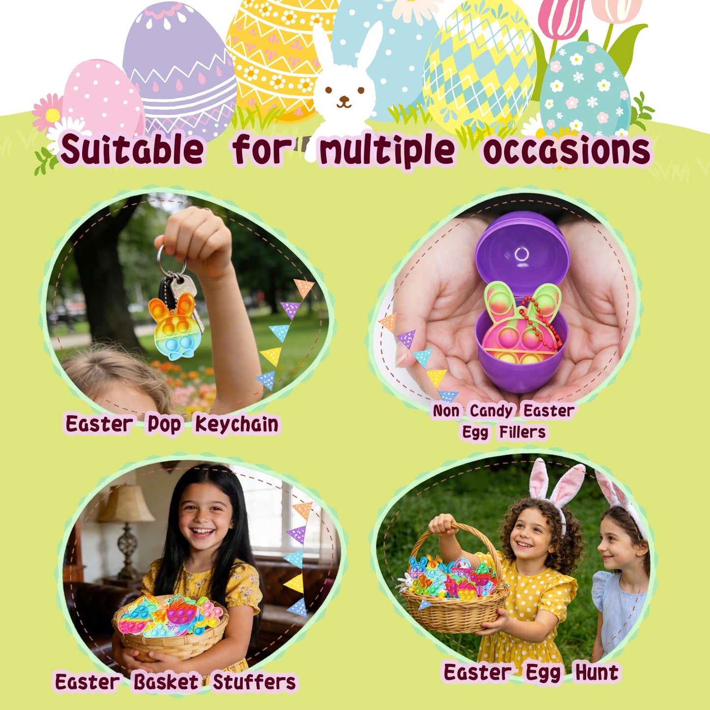 Wuridiwa 84Pcs Easter Fidget Toys & Non-Candy Basket Fillers