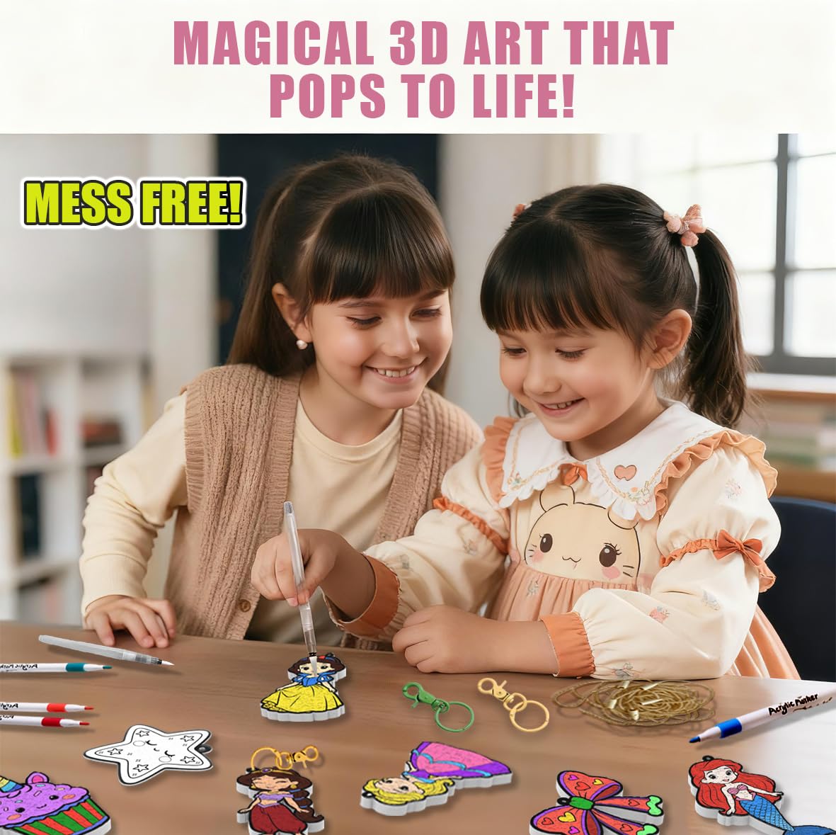 WurLoo Aqua Puffs 3D Art Kit for Kids – Mess-Free Color & Inflate Craft, Ages 4-10