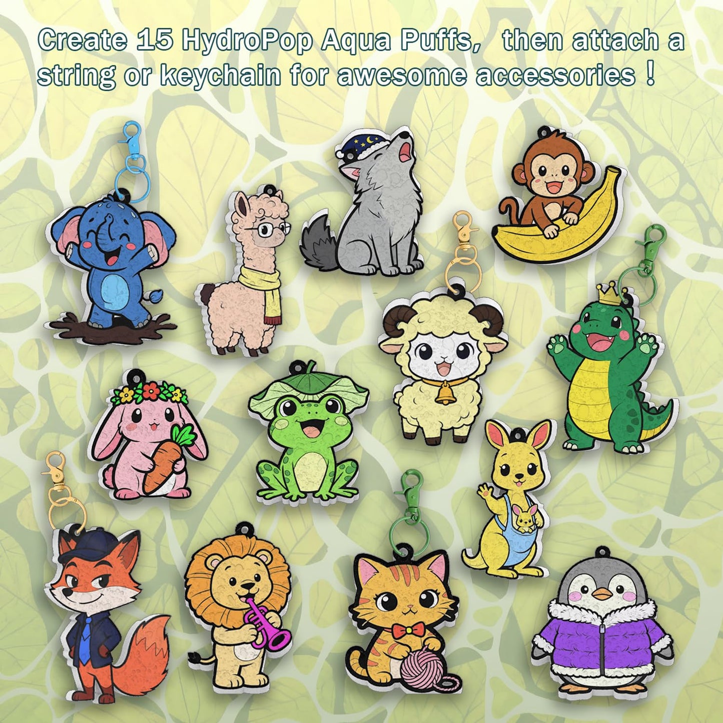 WurLoo Aqua Puffs 3D Art Kit Animals – Mess-Free Foam Craft for Kids Ages 4-10