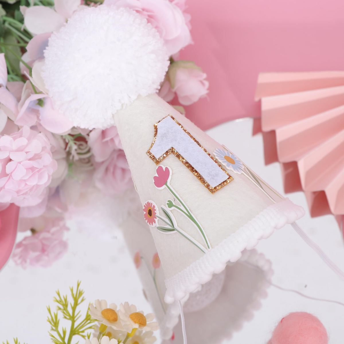 WUTKYAX Wild Flower 1st Birthday Hat – Floral Crown & First Birthday Decor