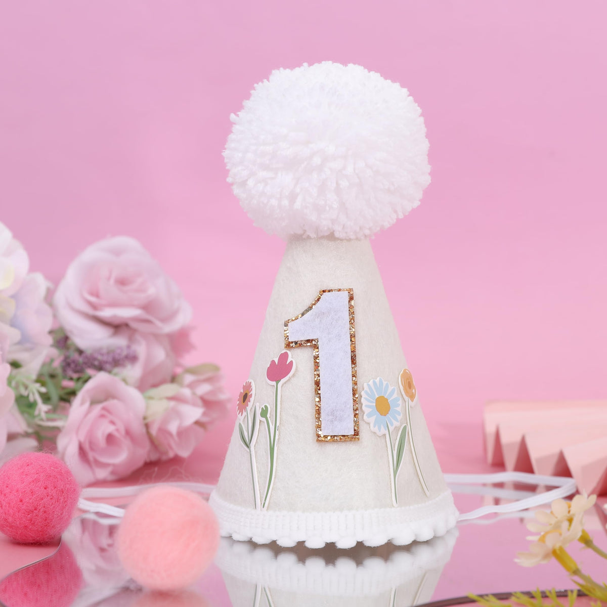 WUTKYAX Wild Flower 1st Birthday Hat – Floral Crown & First Birthday Decor