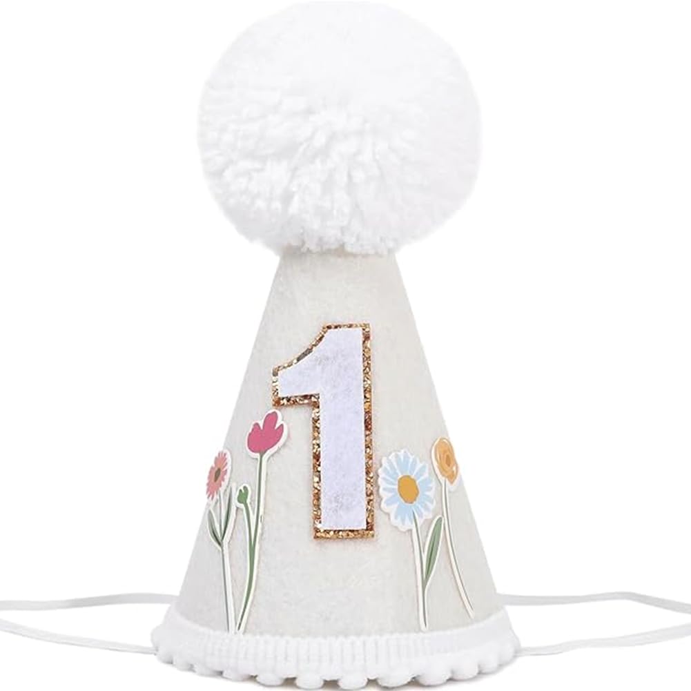 WUTKYAX Wild Flower 1st Birthday Hat – Floral Crown & First Birthday Decor