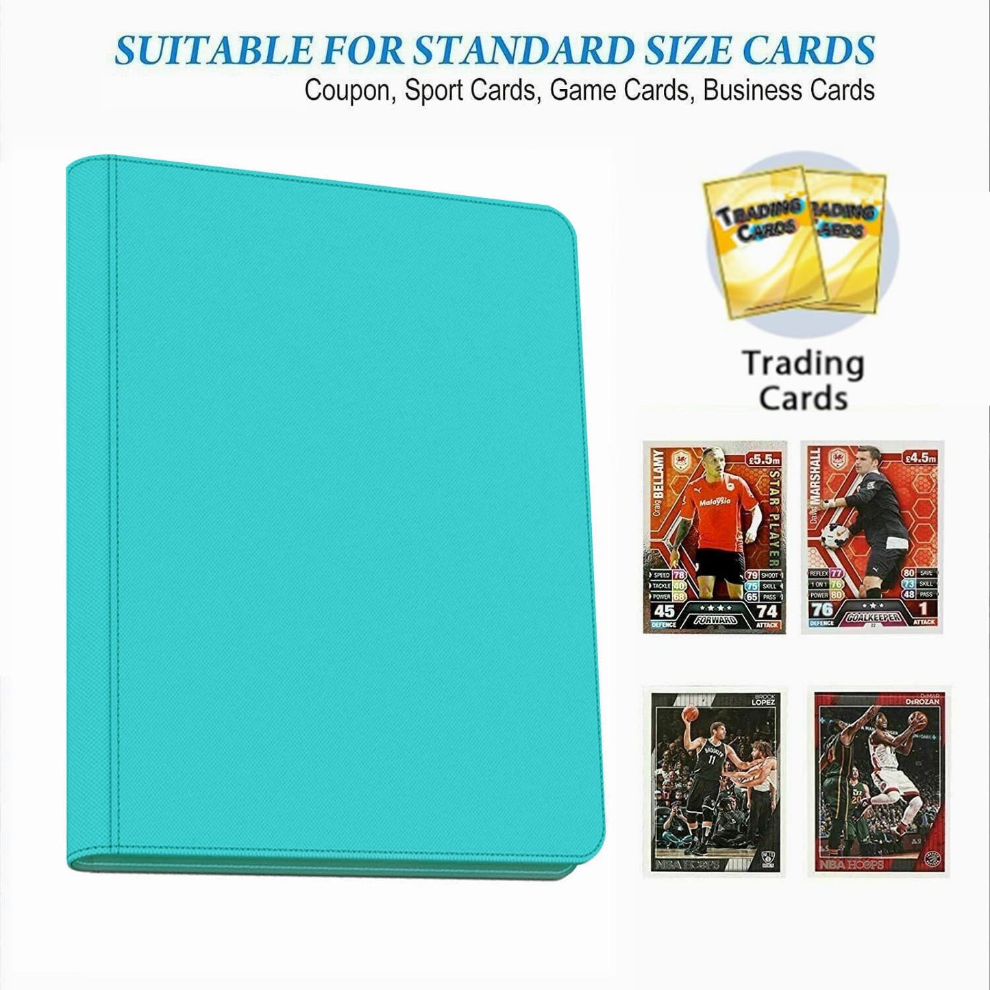 WUTONMU Premium 9-Pocket Zippered Trading Card Binder — 540 Pockets, Teal