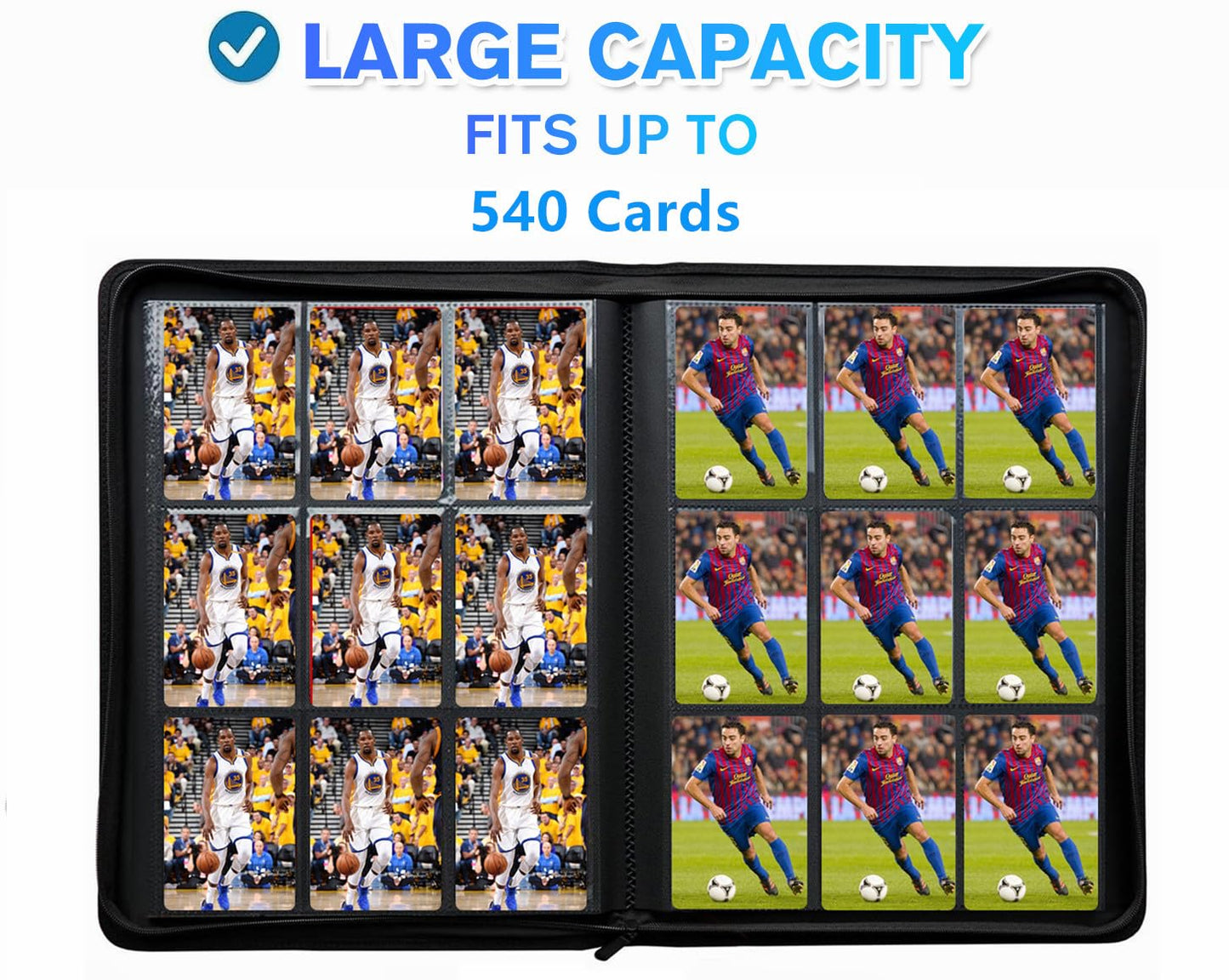 WUTONMU Premium 9-Pocket Zippered Trading Card Binder — 540 Pockets, Teal