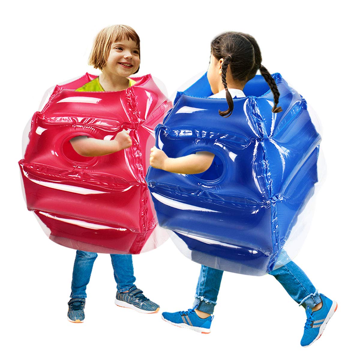 Wuzeautk 2 PC Inflatable Sumo Balls – Wearable Bumper Ball for Kids, 24-inch (Blue & Red)