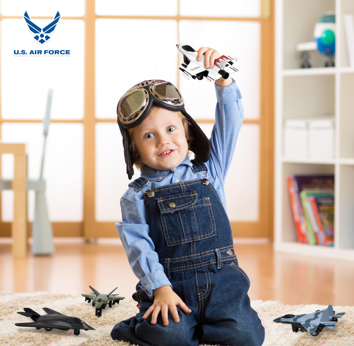 Wuzeautk US Air Force Die-Cast Jet 4-Pack – Pull-Back Planes & Notebook