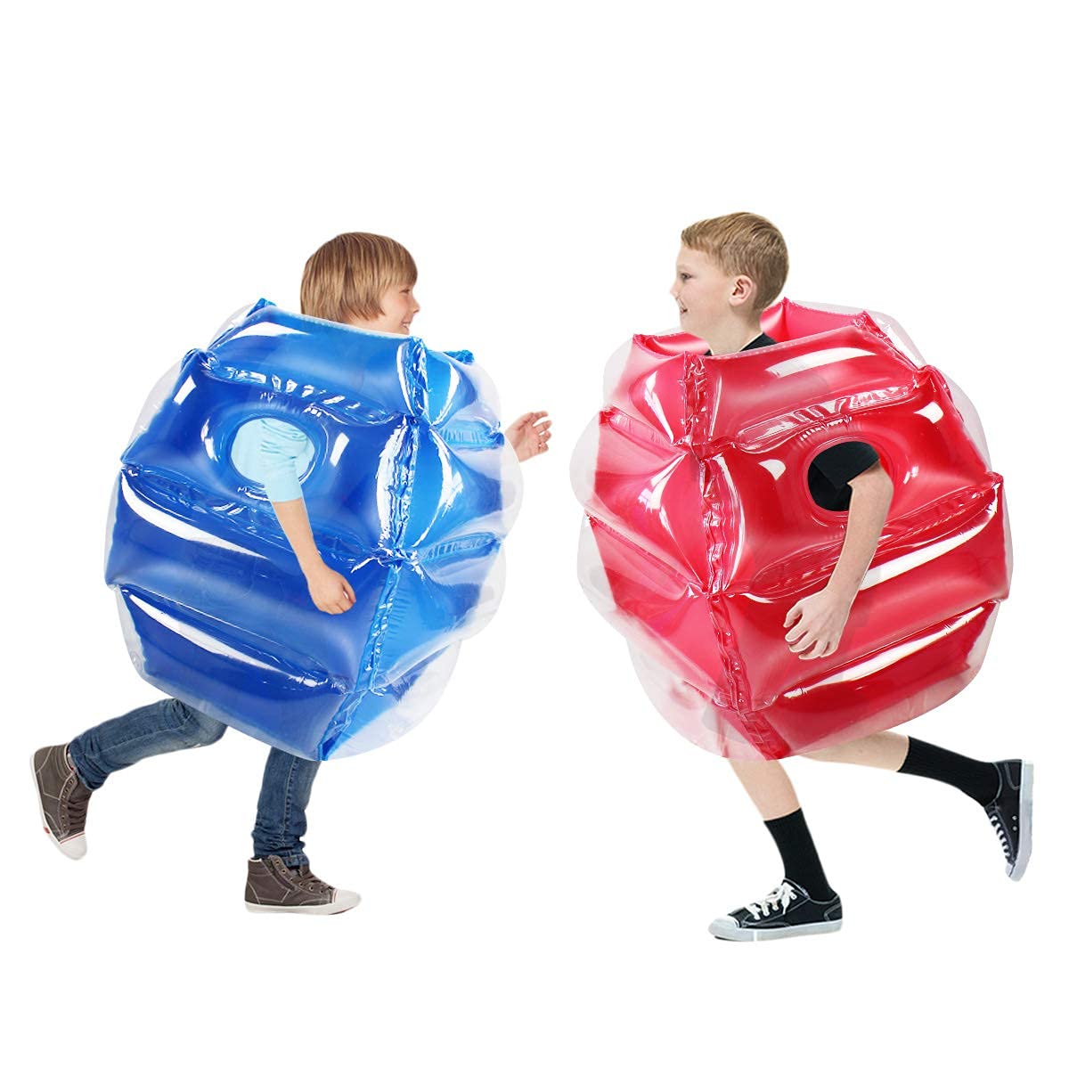 Wuzeautk 2 PC Inflatable Sumo Balls – Wearable Bumper Ball for Kids, 24-inch (Blue & Red)