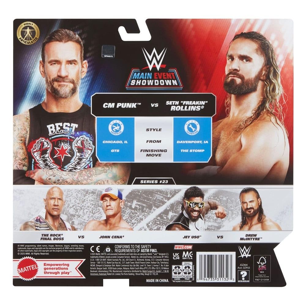 WWE CM Punk & Seth Rollins Main Event 2-Pack 23 - Mattel Action Figures | WWE
