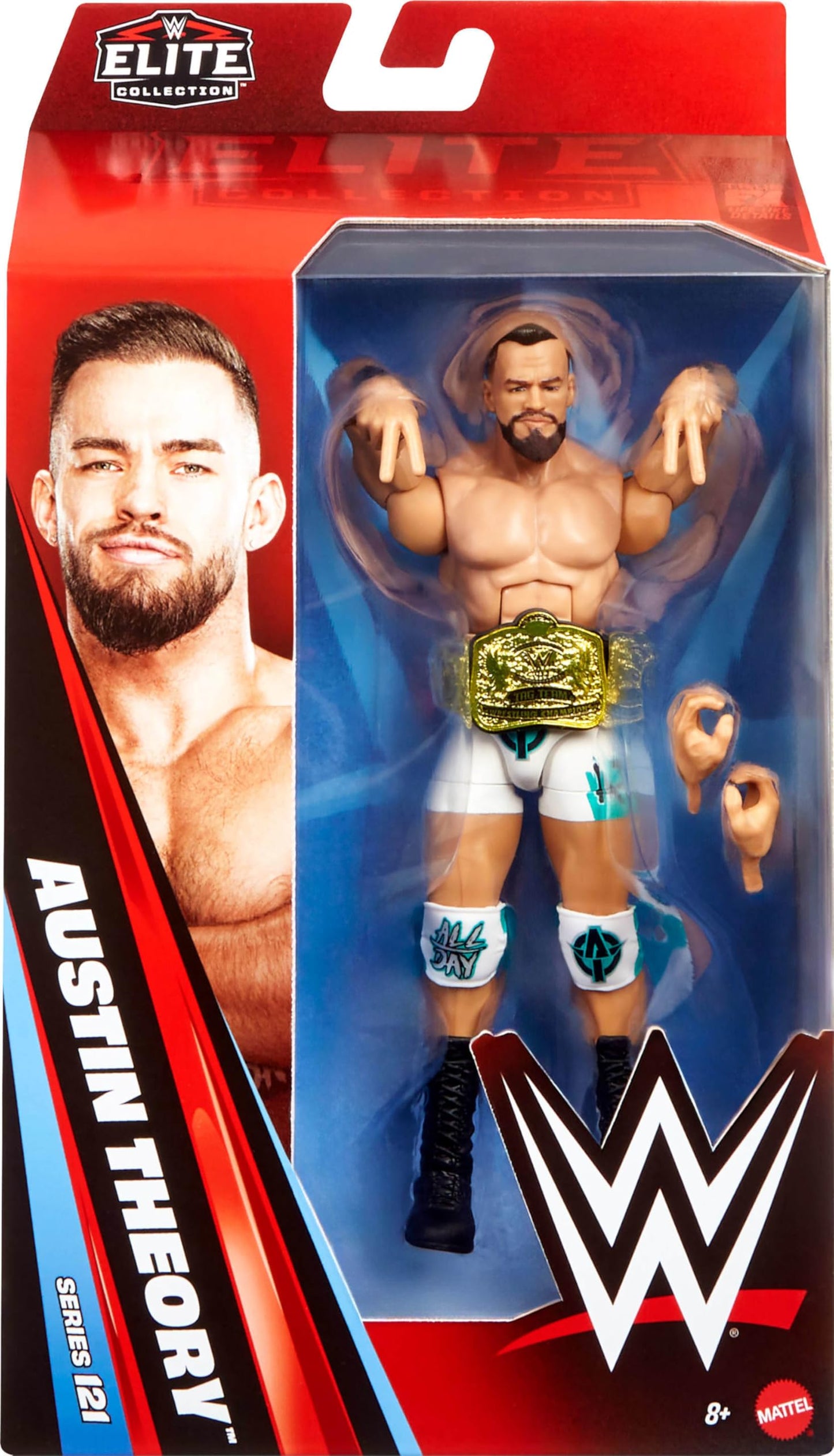 Mattel WWE Elite Series 121 Austin Theory Action Figure – 6-Inch, 25 Points of Articulation & Swappable Hands