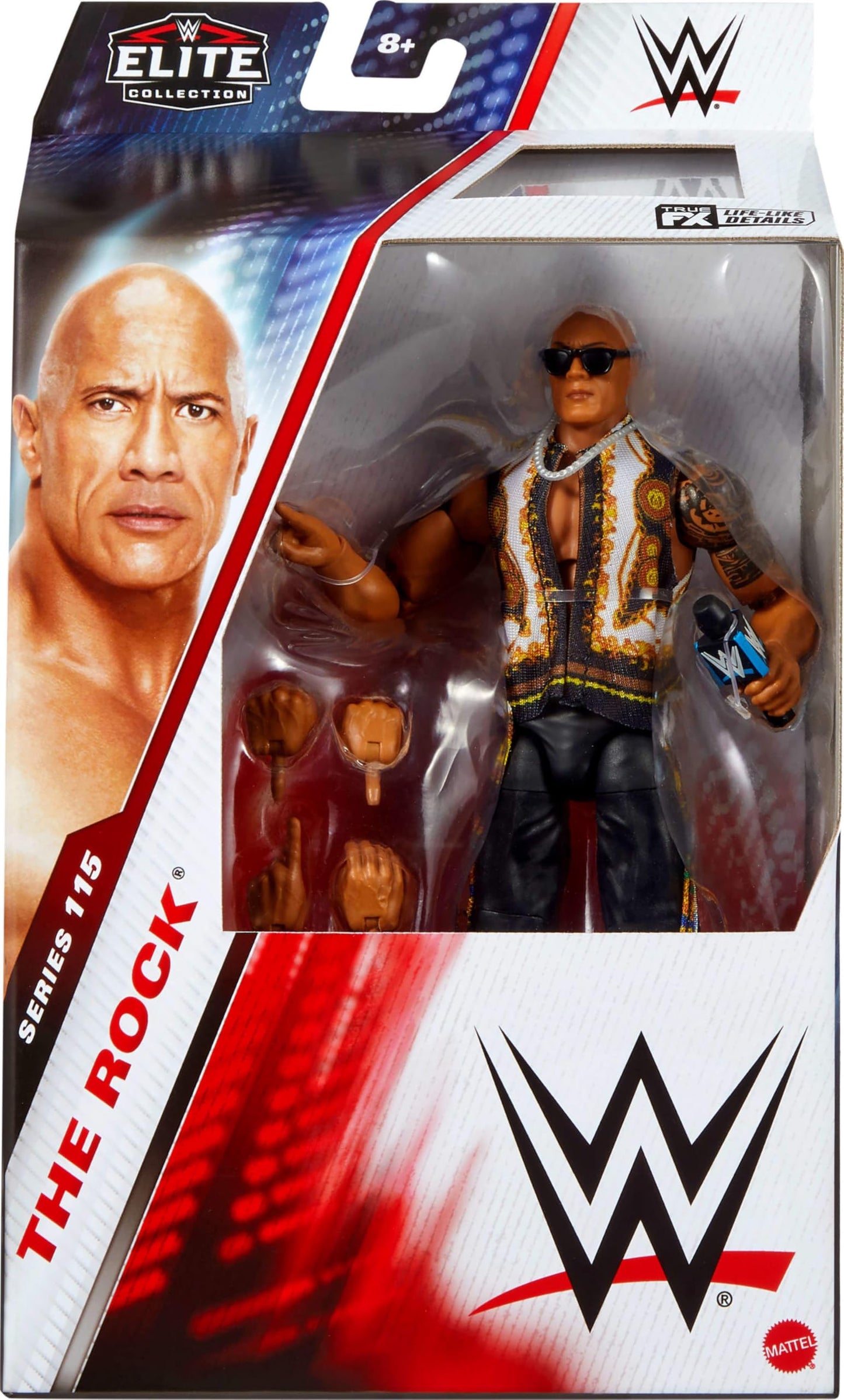 WWE Elite The Rock Action Figure Series 115 — 6-Inch, 25 Points of Articulation, Swappable Hands | Mattel WWE