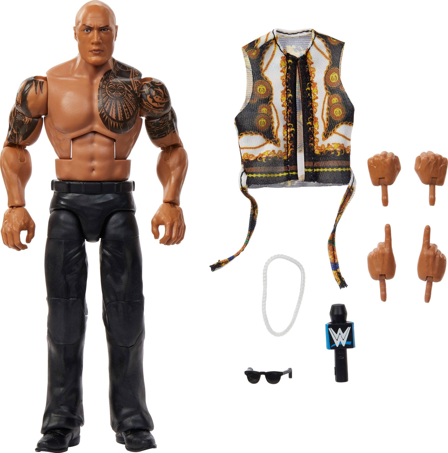 WWE Elite The Rock Action Figure Series 115 — 6-Inch, 25 Points of Articulation, Swappable Hands | Mattel WWE