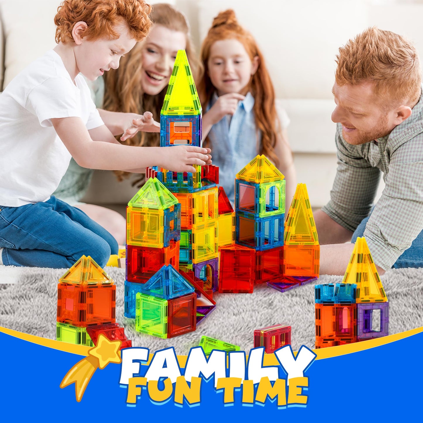 WWISE BLOCK Magnetic Tiles — 131-Piece Set with 2 Cars | Educational STEM Building Toys for Kids 3-9+