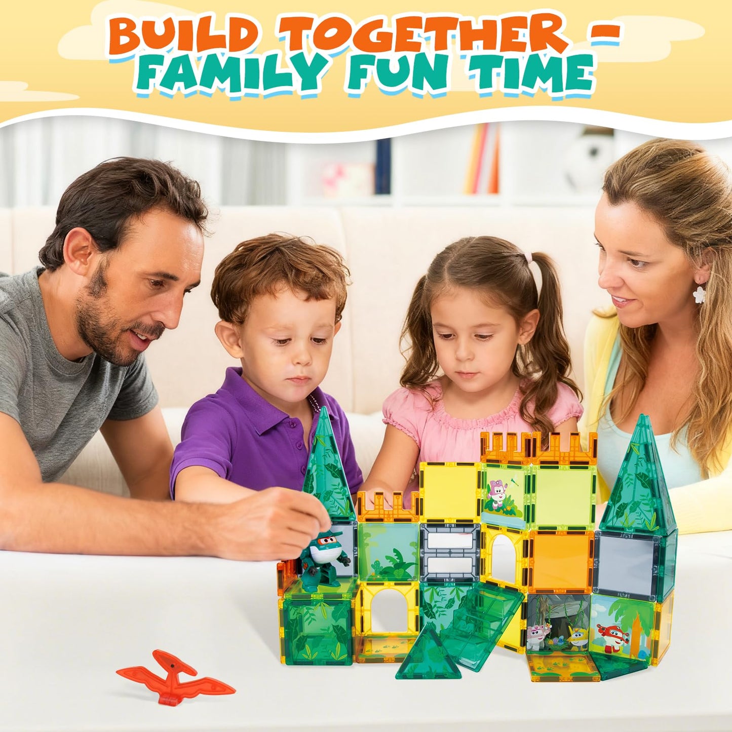 W WISE BLOCK | Super Wings Magnetic Tiles – Travel Magnetic Building Blocks with Tino Transformable Toys