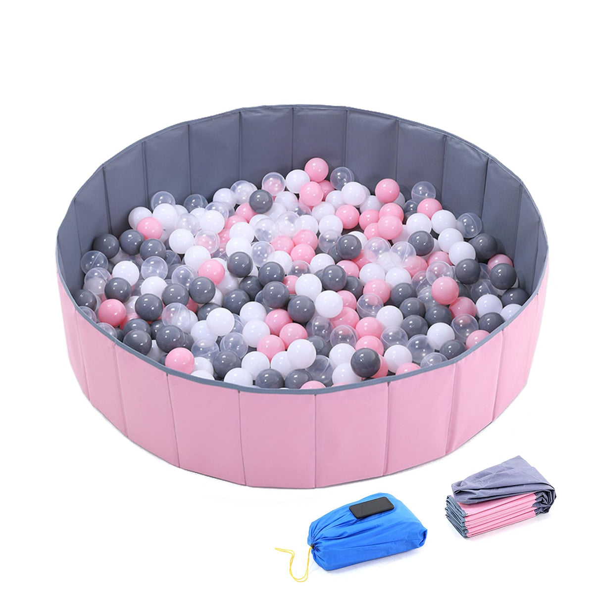 WWS 4 Feet Ball Pit – Folding Portable Play Yard, No Inflate, 48" Diameter, Two Colors