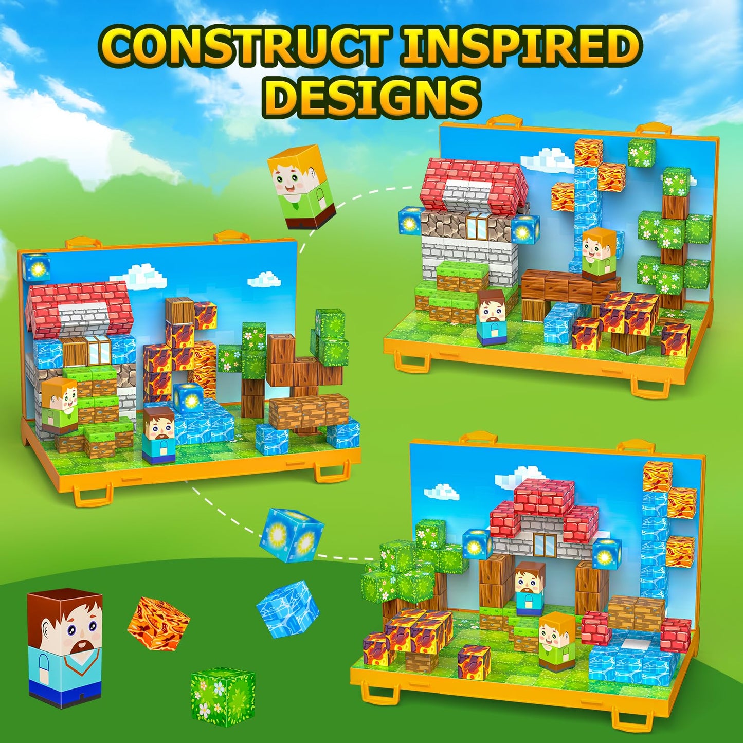 Wxlbr Magnetic Blocks – 84-Piece Forest Castle STEM Building Toys for Kids 3+