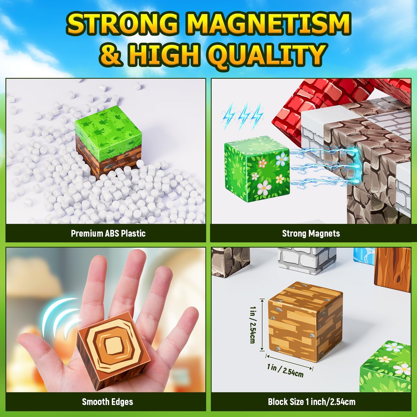 Wxlbr Magnetic Blocks – 84-Piece Forest Castle STEM Building Toys for Kids 3+