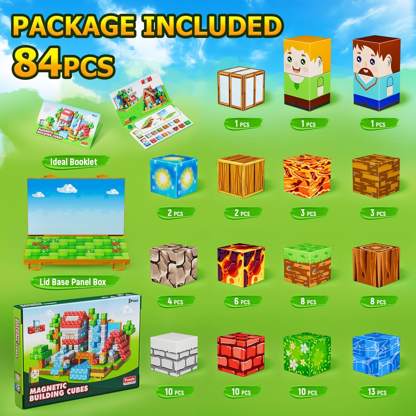 Wxlbr Magnetic Blocks – 84-Piece Forest Castle STEM Building Toys for Kids 3+