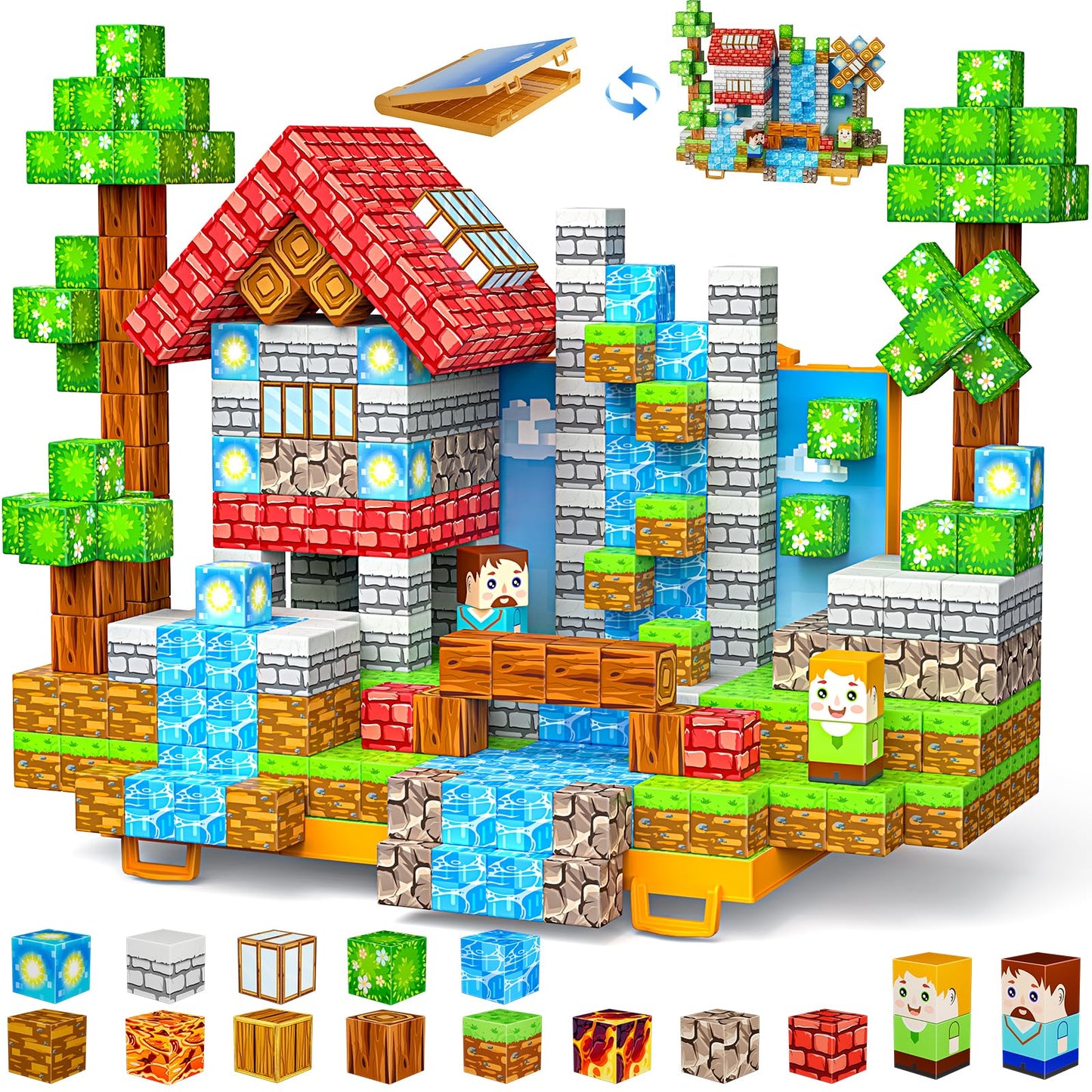 Wxlbr Magnetic Blocks – 84-Piece Forest Castle STEM Building Toys for Kids 3+