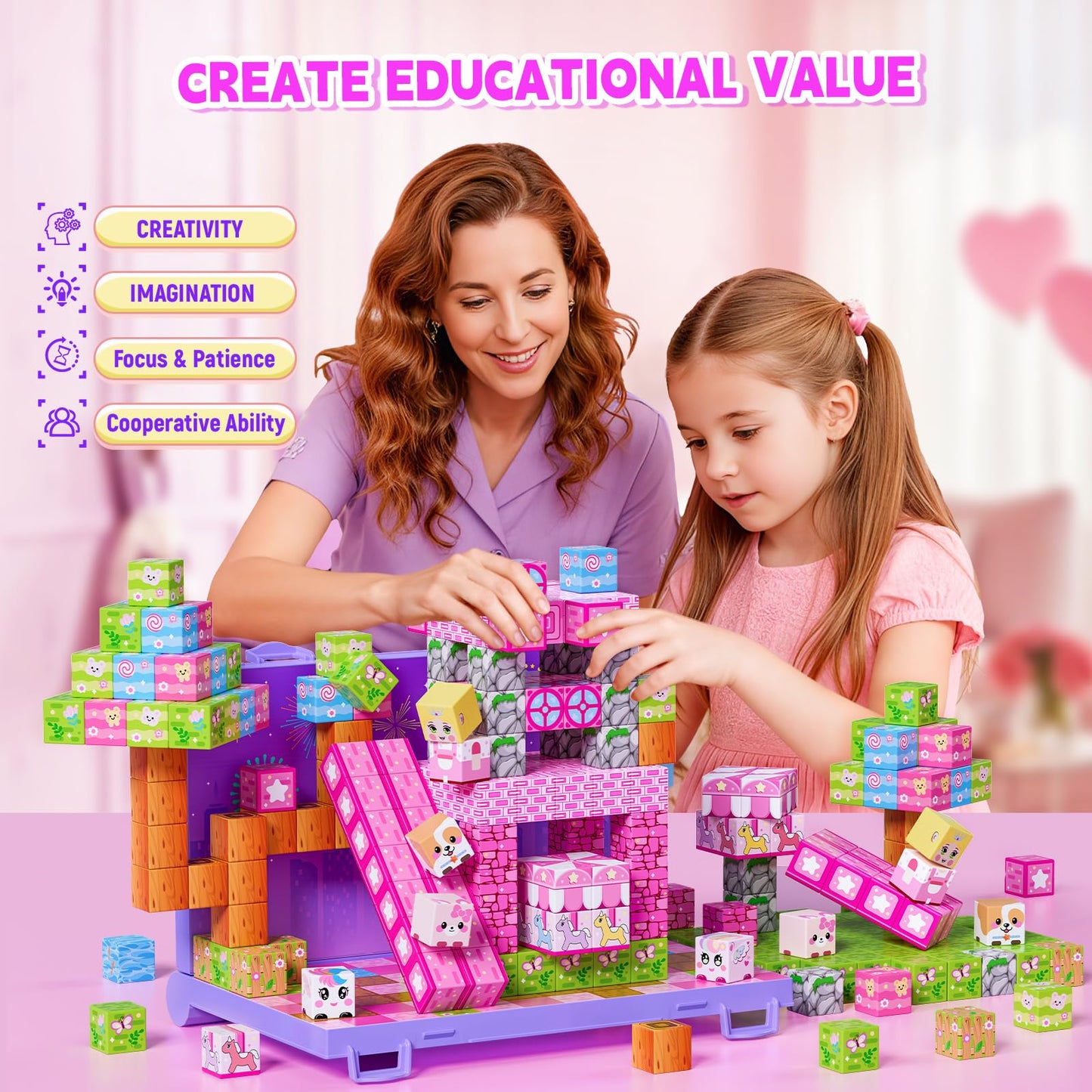Wxlbr Magnetic Blocks – 84-Piece Large 1-Inch STEM Building Set for Kids 3+