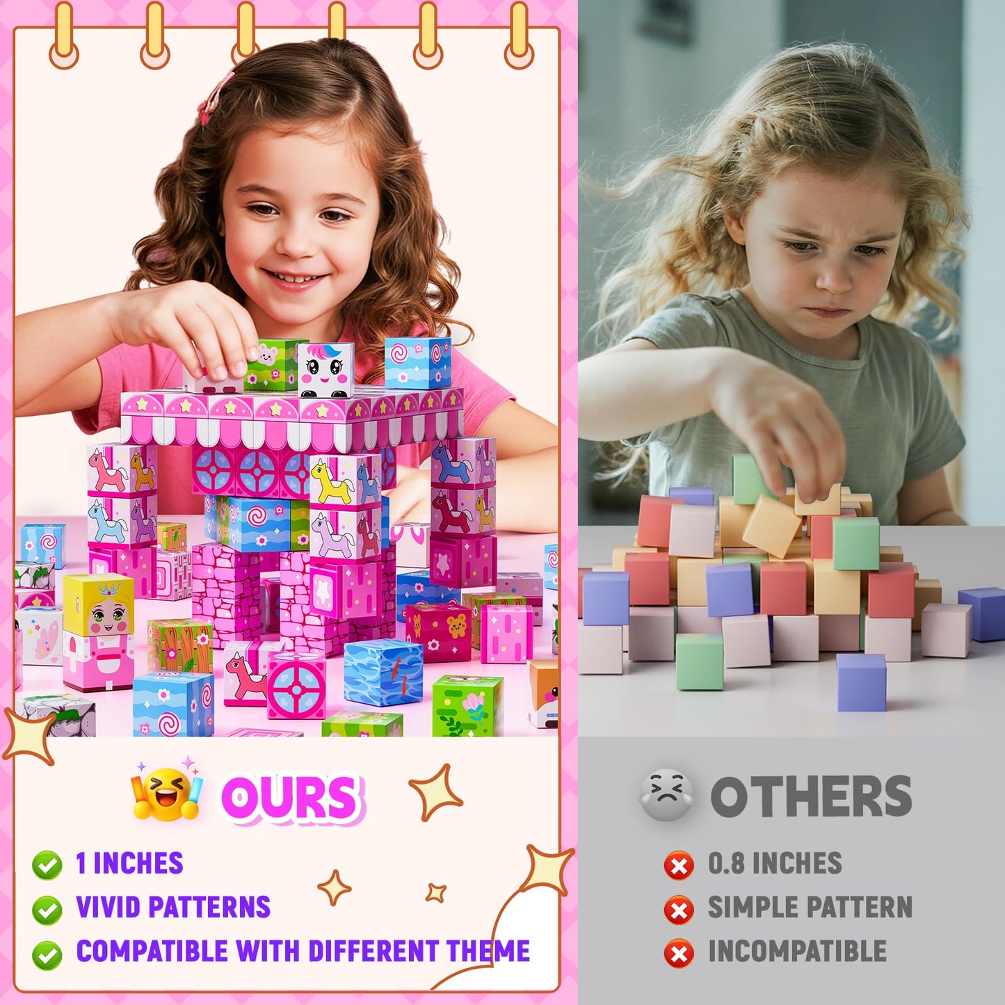 Wxlbr Magnetic Blocks – 84-Piece Large 1-Inch STEM Building Set for Kids 3+