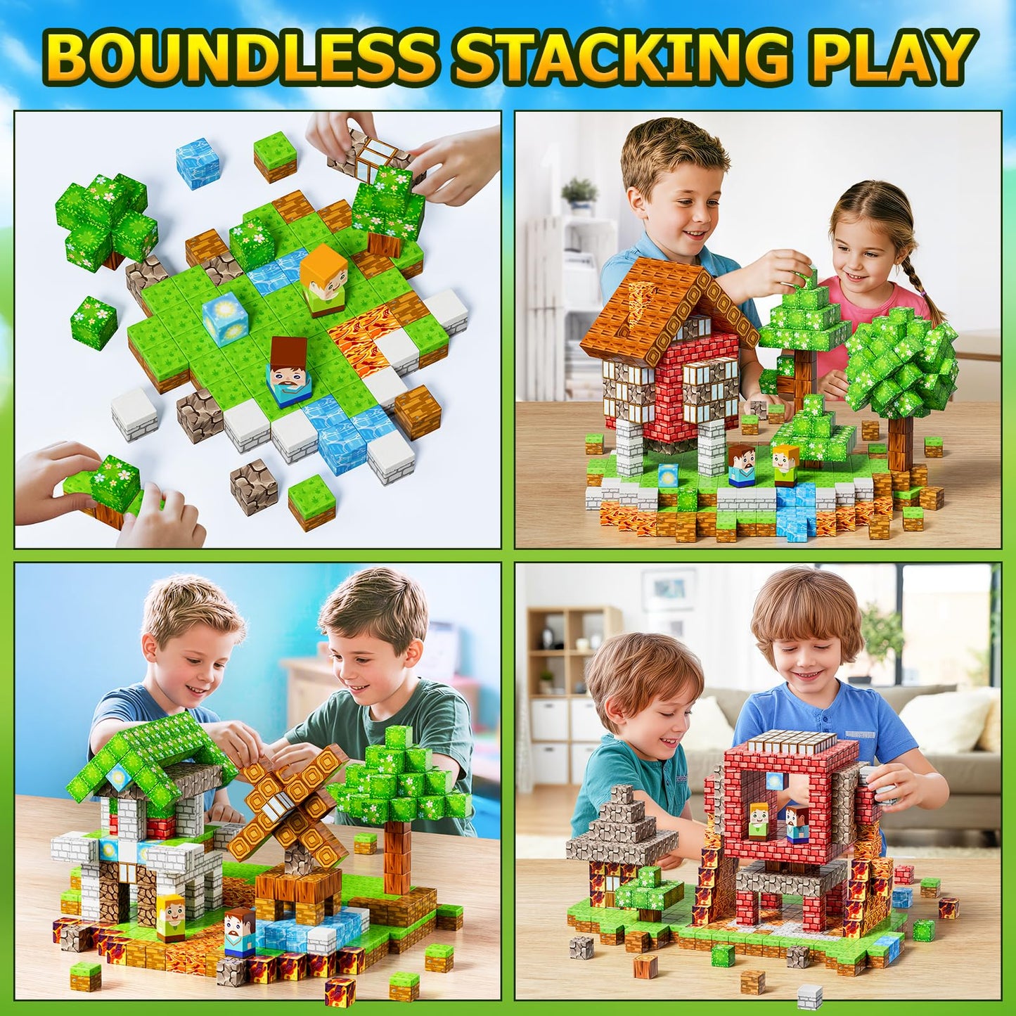 Wxlbr Magnetic Blocks – 84-Piece Forest Castle STEM Building Toys for Kids 3+
