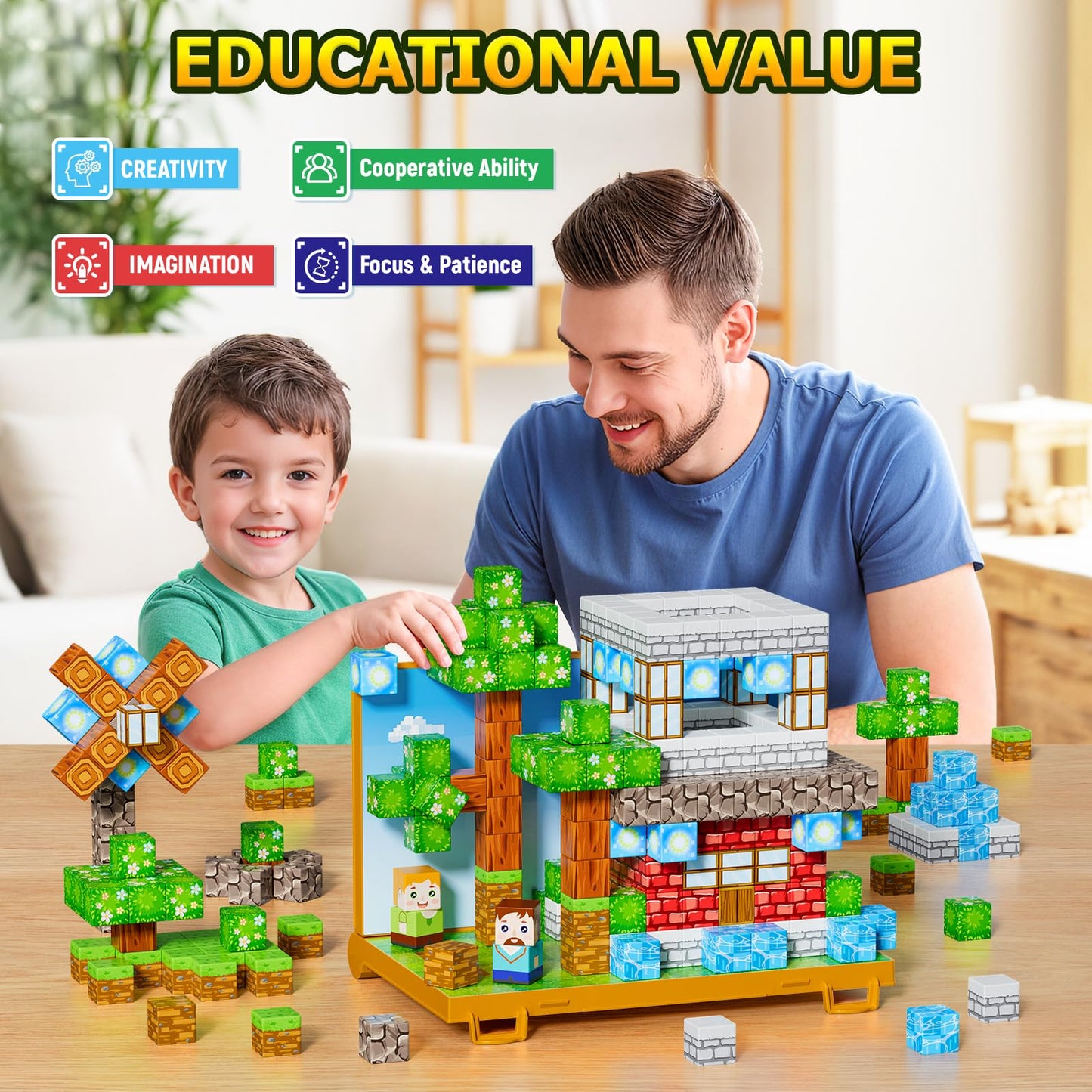 Wxlbr Magnetic Blocks – 84-Piece Forest Castle STEM Building Toys for Kids 3+