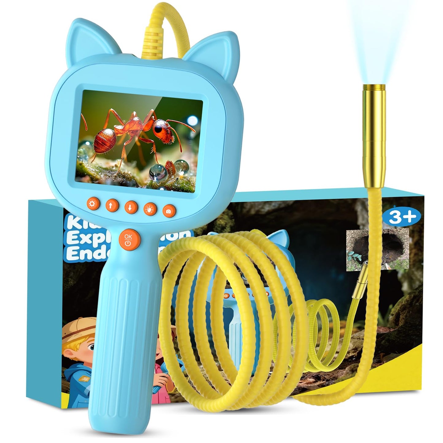 wxnlo Kids Borescope Toy with Light – 1920P HD Endoscope on 2.8-inch LCD | STEM Kit for Ages 3–12