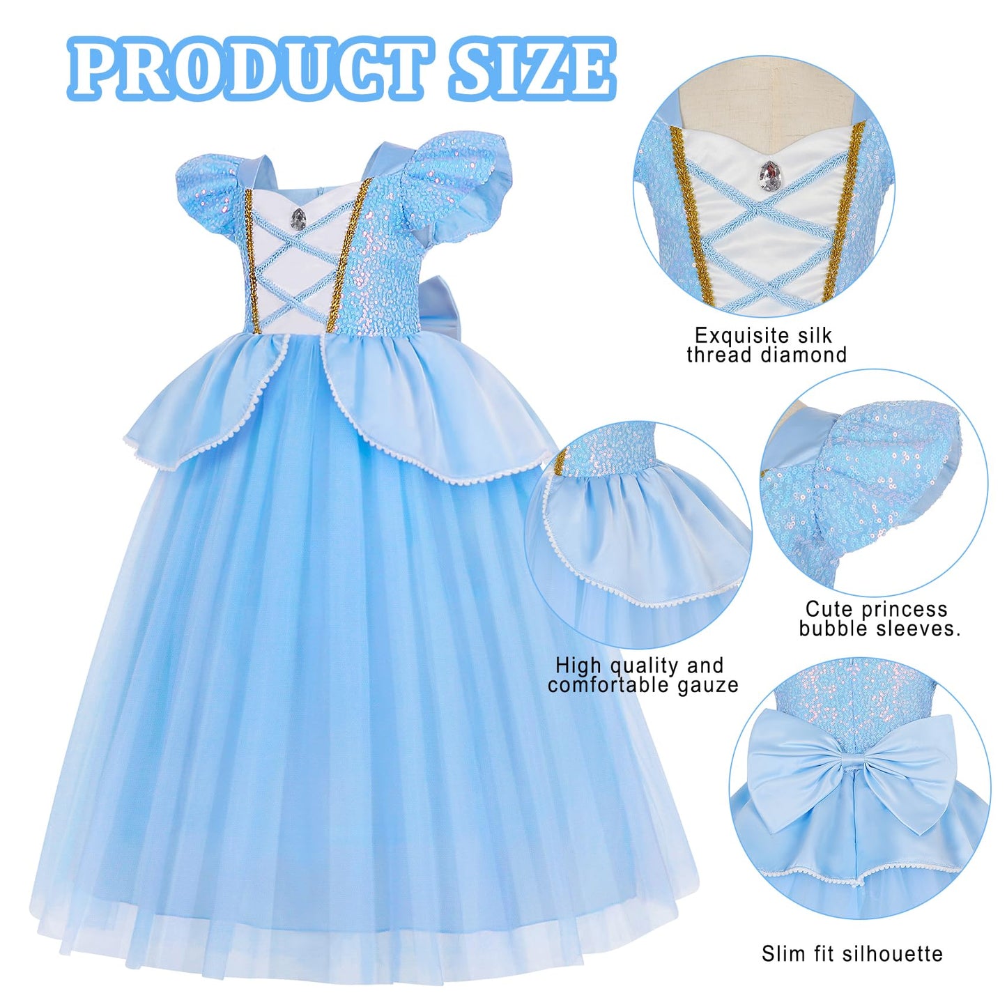 WYB Blue Princess Costume Dress with Accessory Set for Girls (7-8 Years)