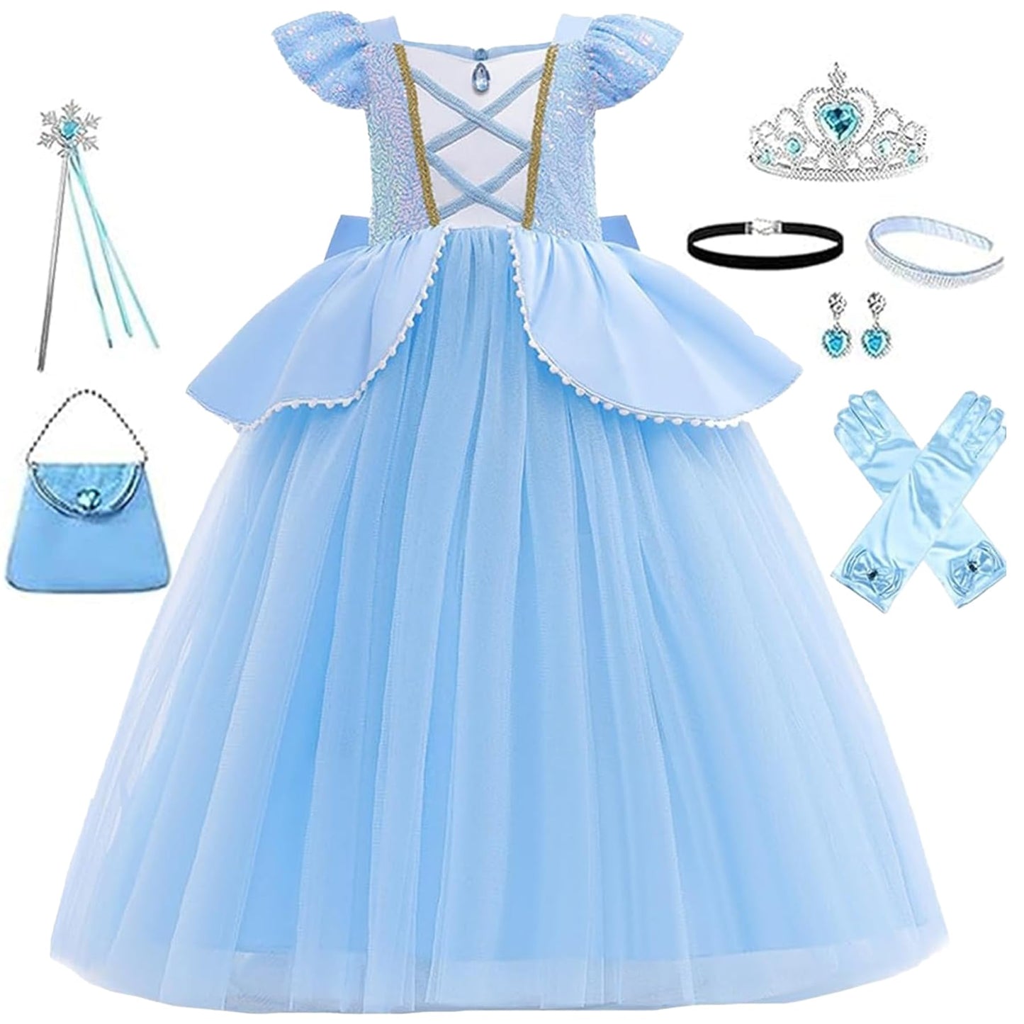 WYB Blue Princess Costume Dress with Accessory Set for Girls (7-8 Years)