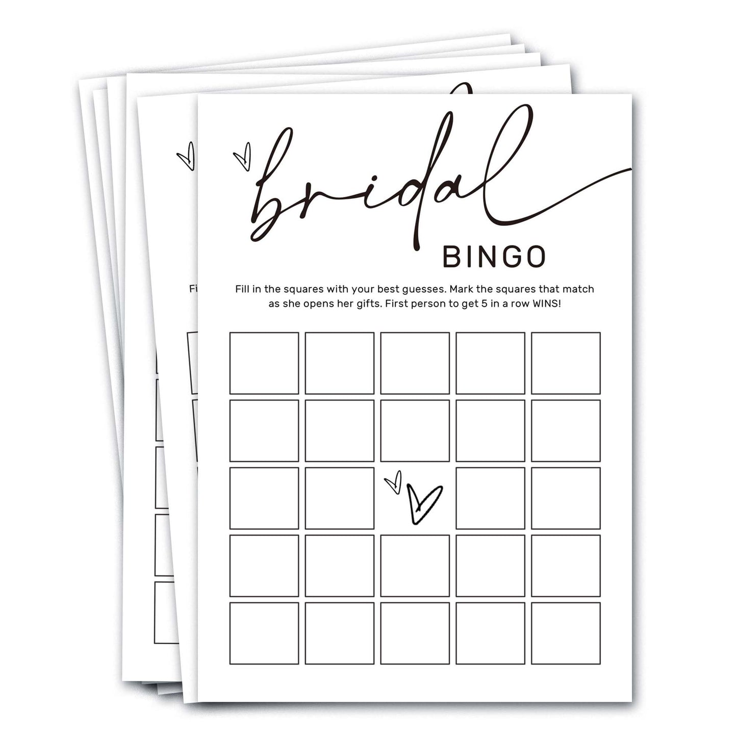 Wybgno Bridal Shower Bingo – 25-Pack Bride-to-Be Cards, Minimalist White Wedding Party Supplies