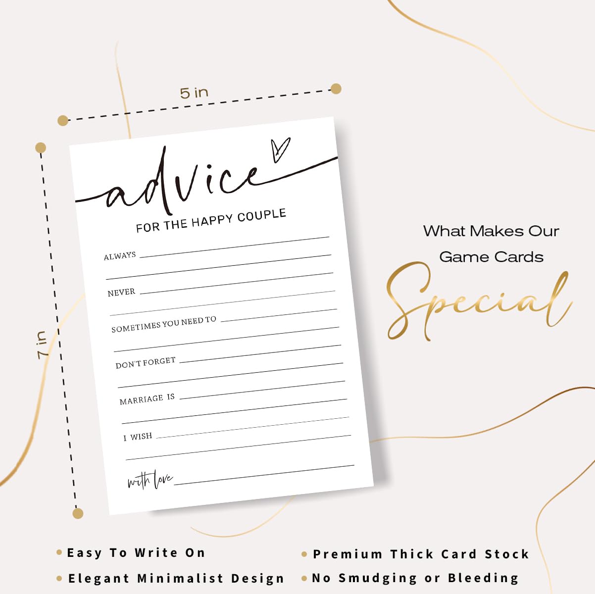 Wybgno Wedding Shower Games Cards – 5x7, Minimalist White Design
