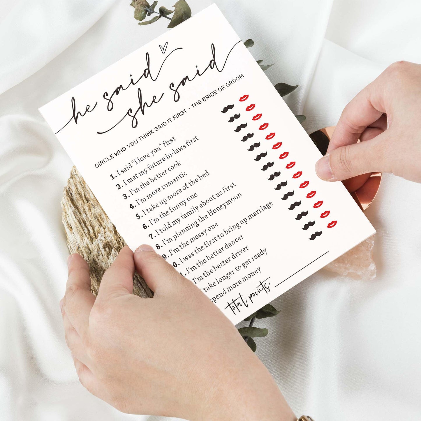 Wybgno Wedding Shower Games Cards – He Said She Said & Guest Who Said It