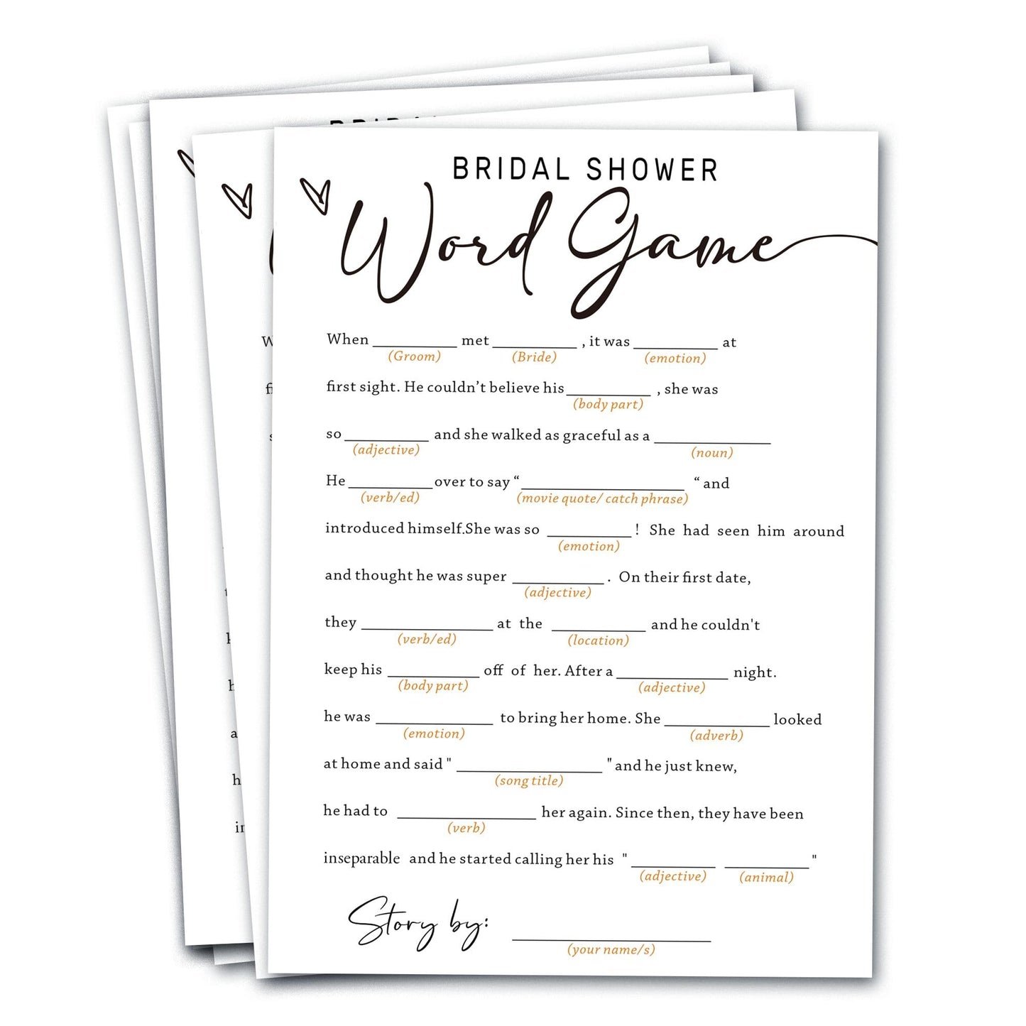Wybgno Bridal Shower Game Cards for 25 Guests | Minimalist Word Games for Weddings & Engagements