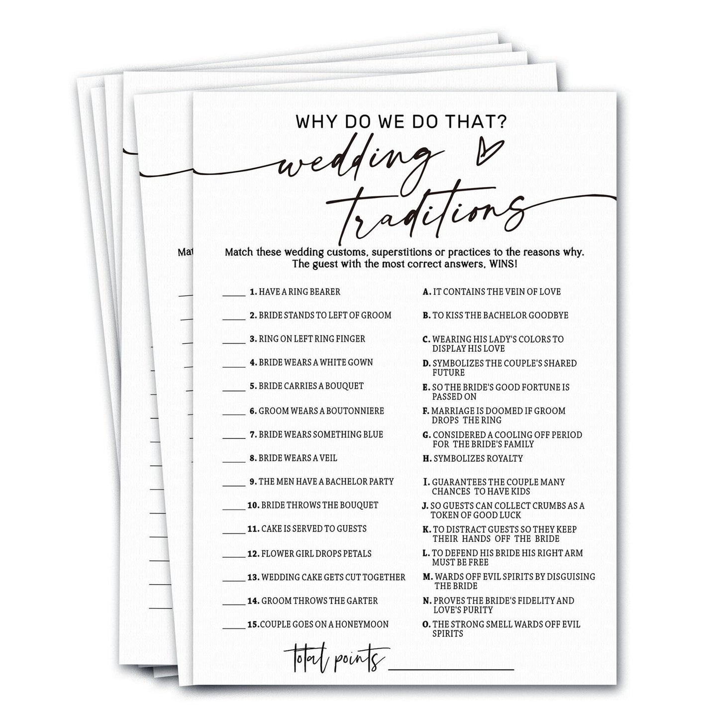 Wybgno Bridal Shower Game Cards – Why Do We Do That Icebreaker (25 Cards, 5x7)