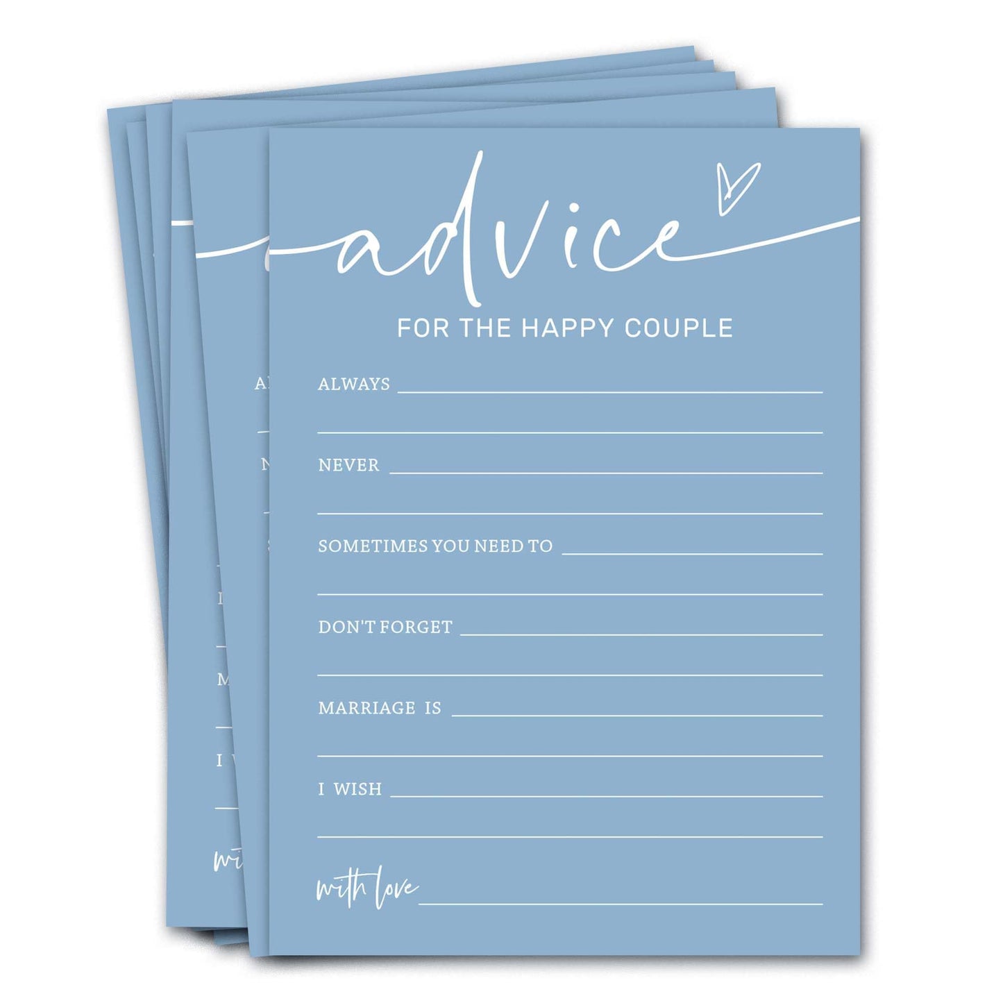 Wybgno Bridal Shower Games Cards – 25-Pack, 5x7, Minimalist Blue Wedding Party Supplies