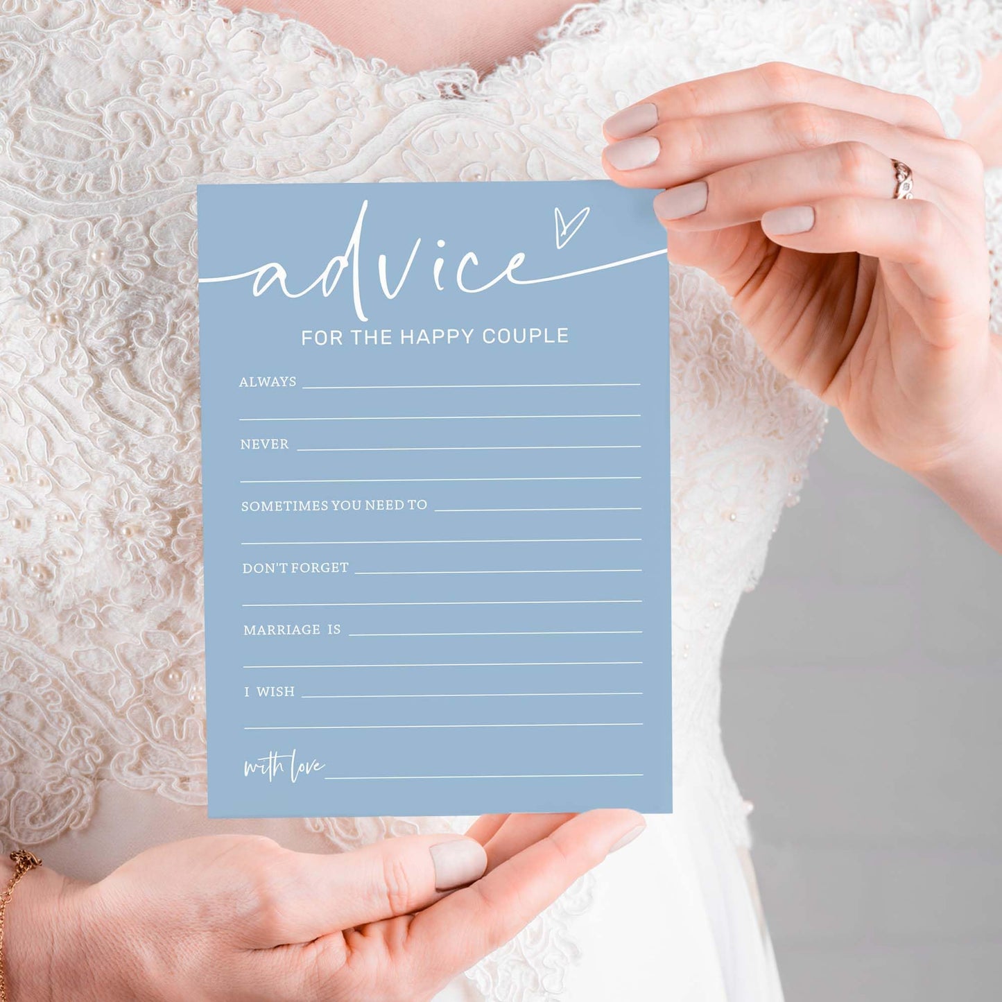 Wybgno Bridal Shower Games Cards – 25-Pack, 5x7, Minimalist Blue Wedding Party Supplies