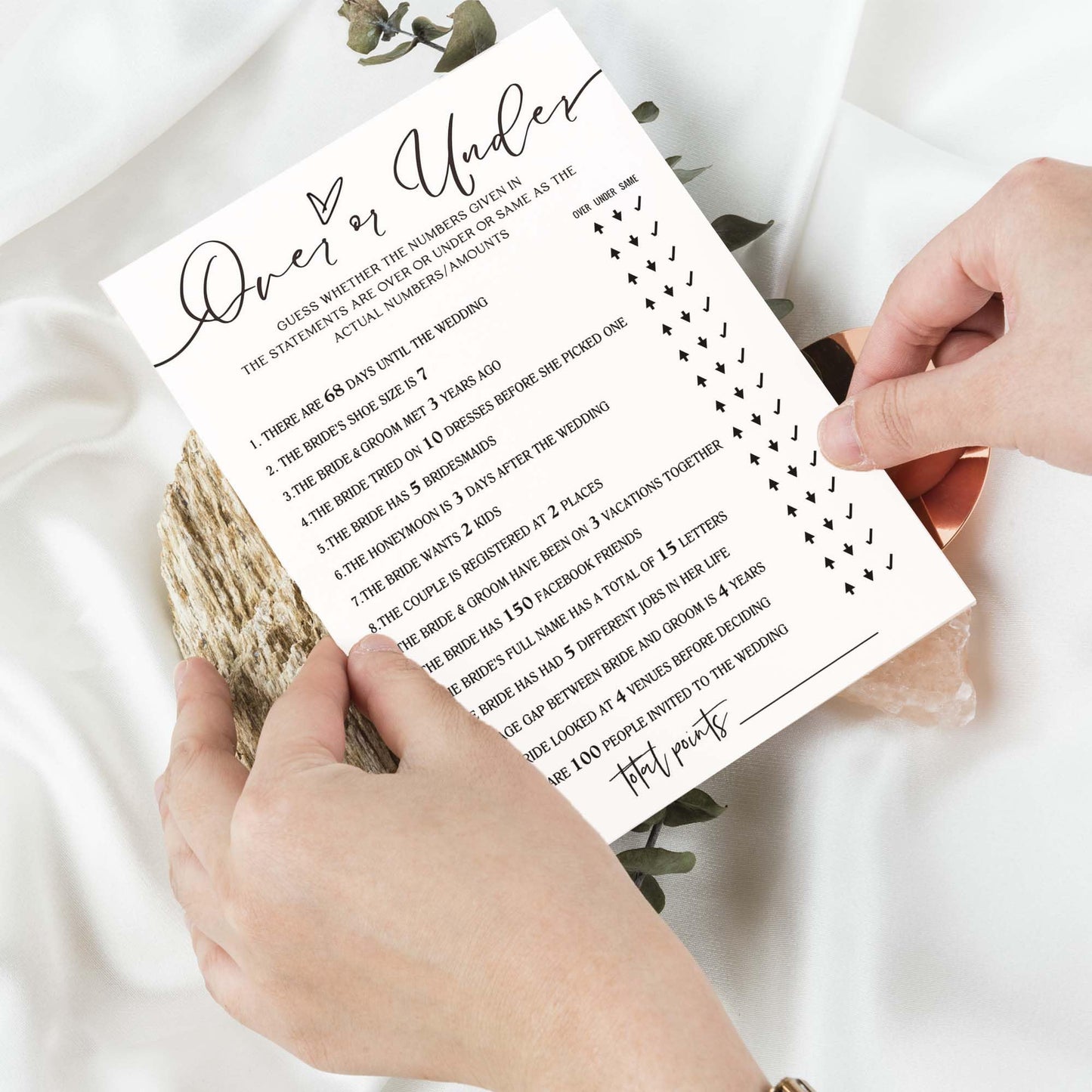 Wybgno Wedding Shower Games Cards – Guess Over or Under for 25 Guests