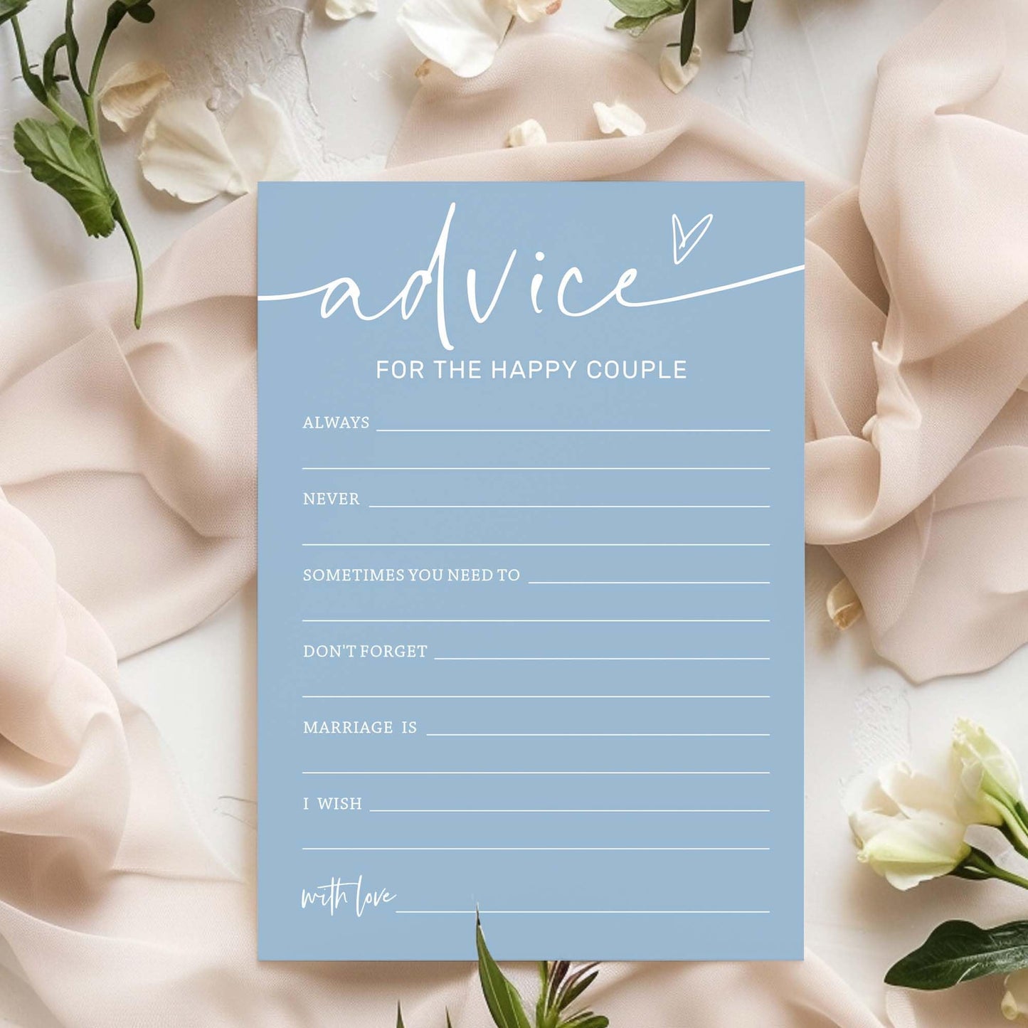 Wybgno Bridal Shower Games Cards – 25-Pack, 5x7, Minimalist Blue Wedding Party Supplies
