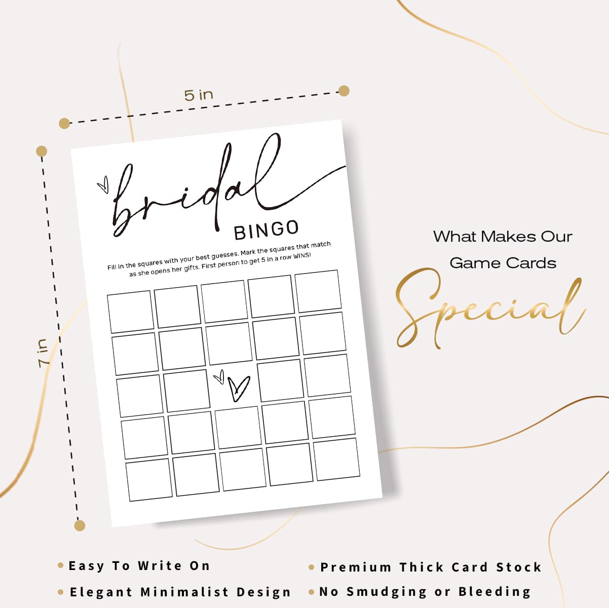 Wybgno Bridal Shower Bingo – 25-Pack Bride-to-Be Cards, Minimalist White Wedding Party Supplies