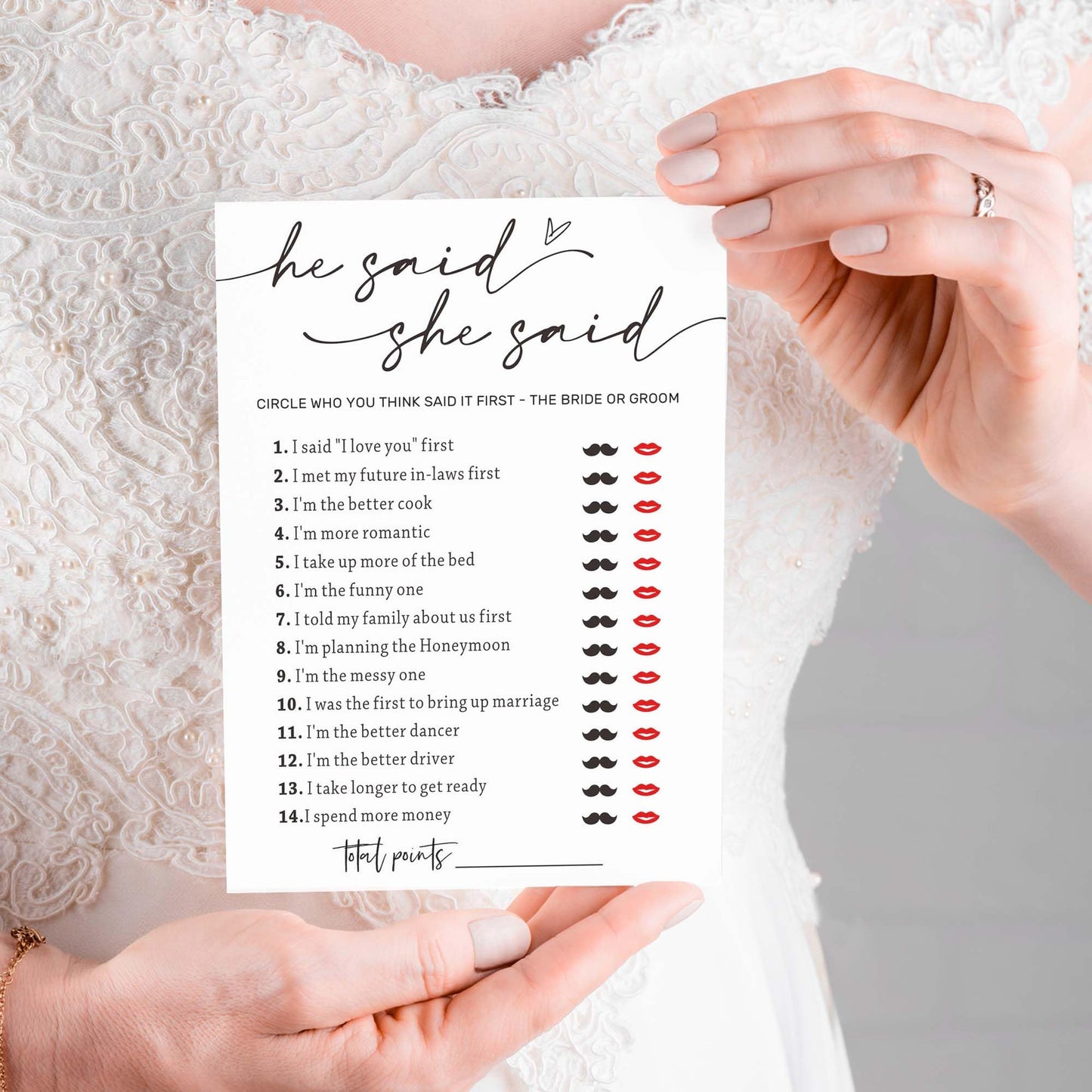 Wybgno Wedding Shower Games Cards – He Said She Said & Guest Who Said It