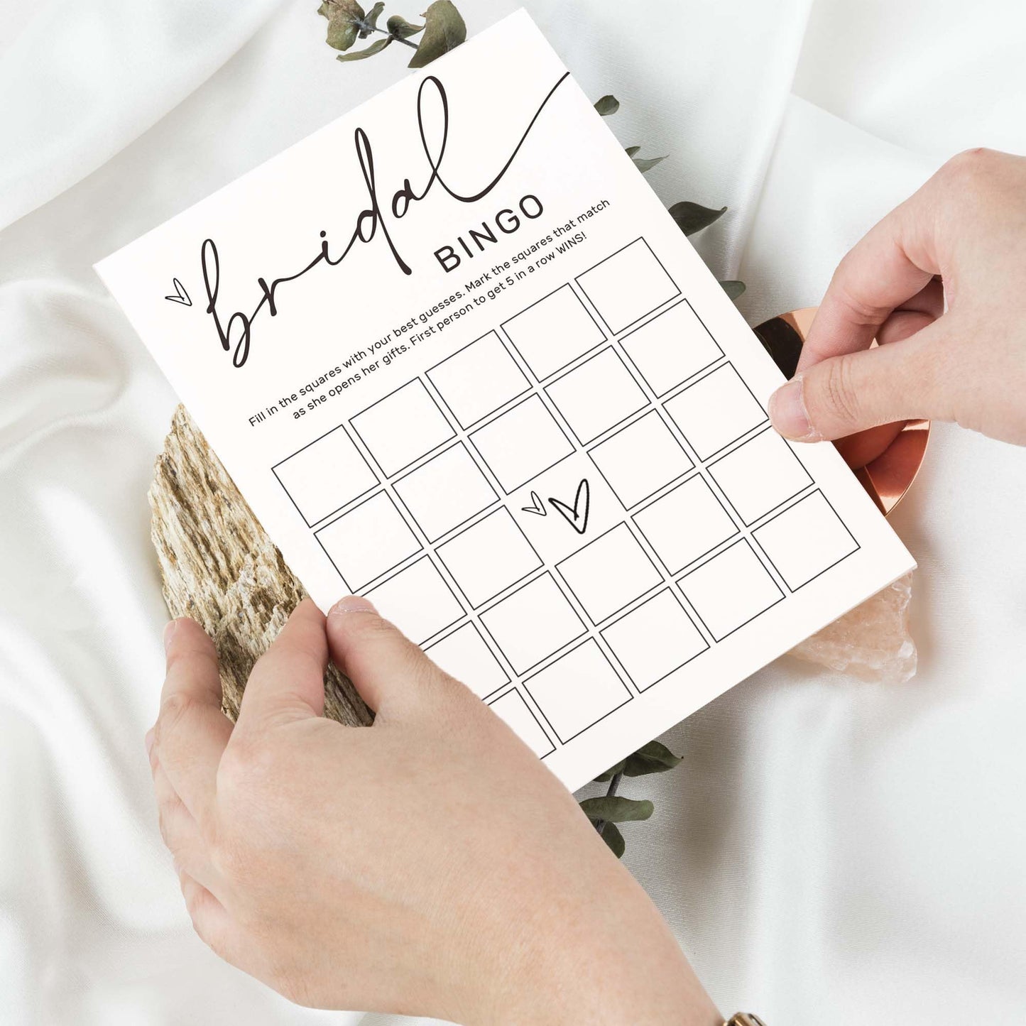 Wybgno Bridal Shower Bingo – 25-Pack Bride-to-Be Cards, Minimalist White Wedding Party Supplies